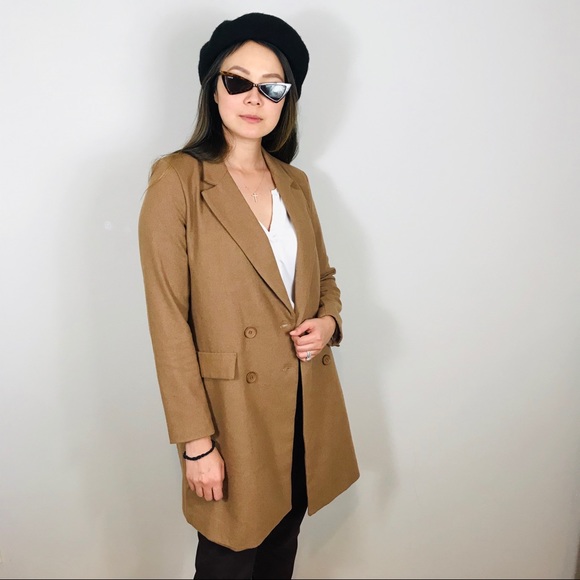 NEW BOUTIQUE Camel Tan Longline Long Blazer Coat - Picture 5 of 10
